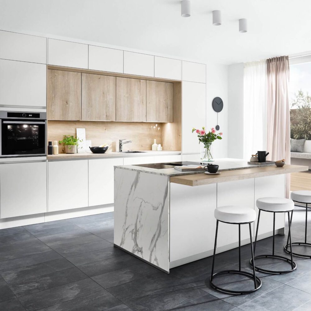 Kuechen Angebote Nobilia Senso Inselküche Weiß Marmor