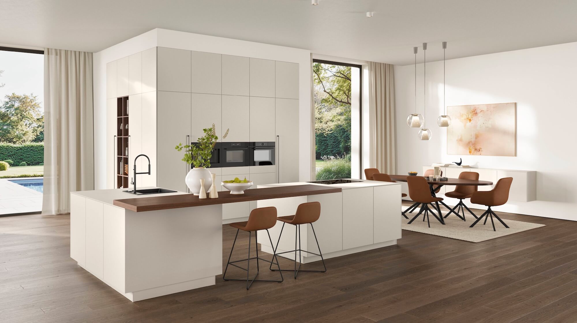 Kuechenstile Nobilia-Softline-Inselkueche-Sand-matt-Line-One