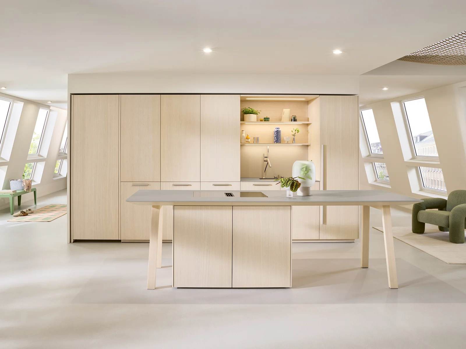 Next125 Inselküche Designstil Eiche Weiß