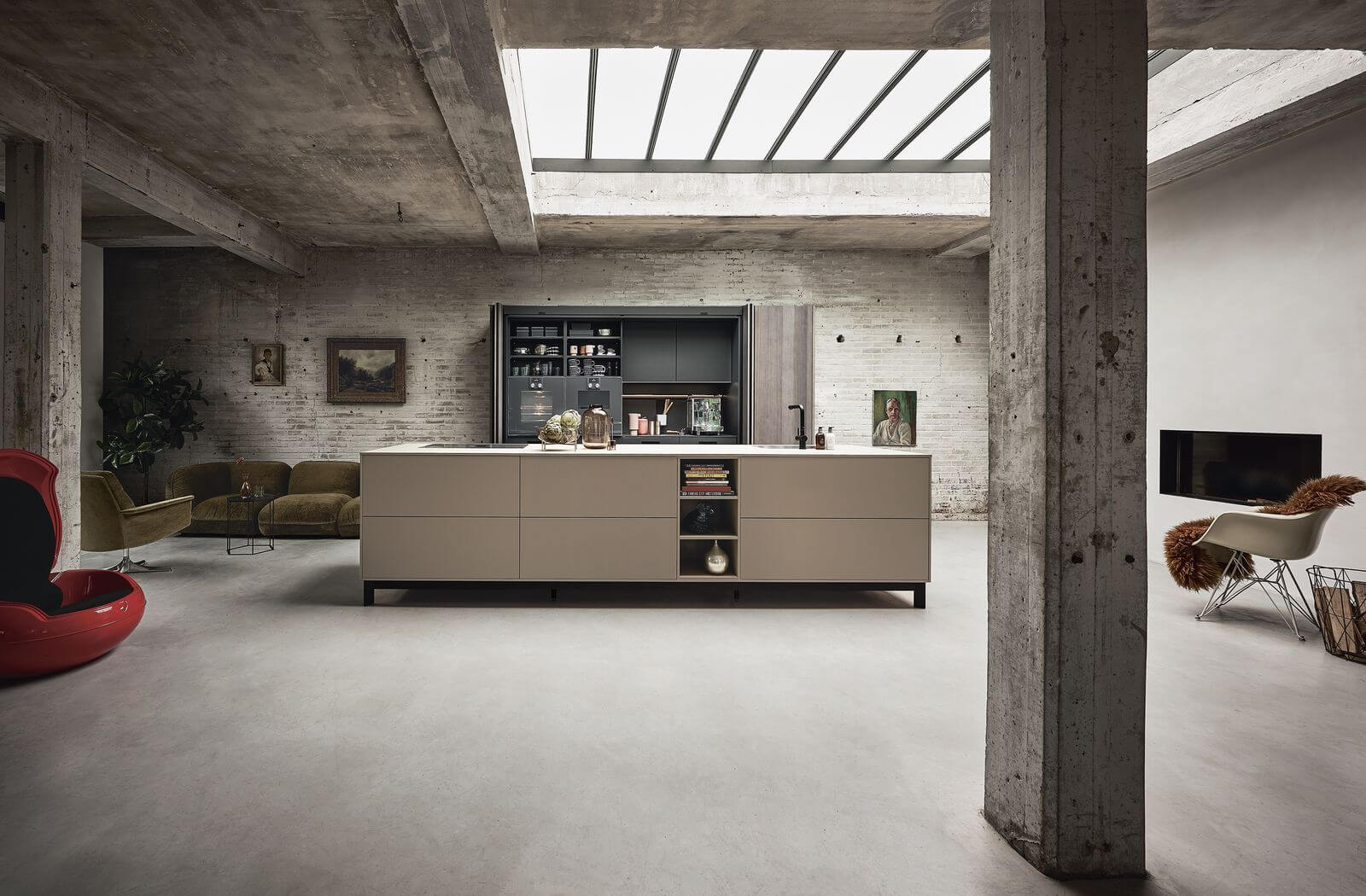 Next125 Inselküche Designstil Samtmatt Greige