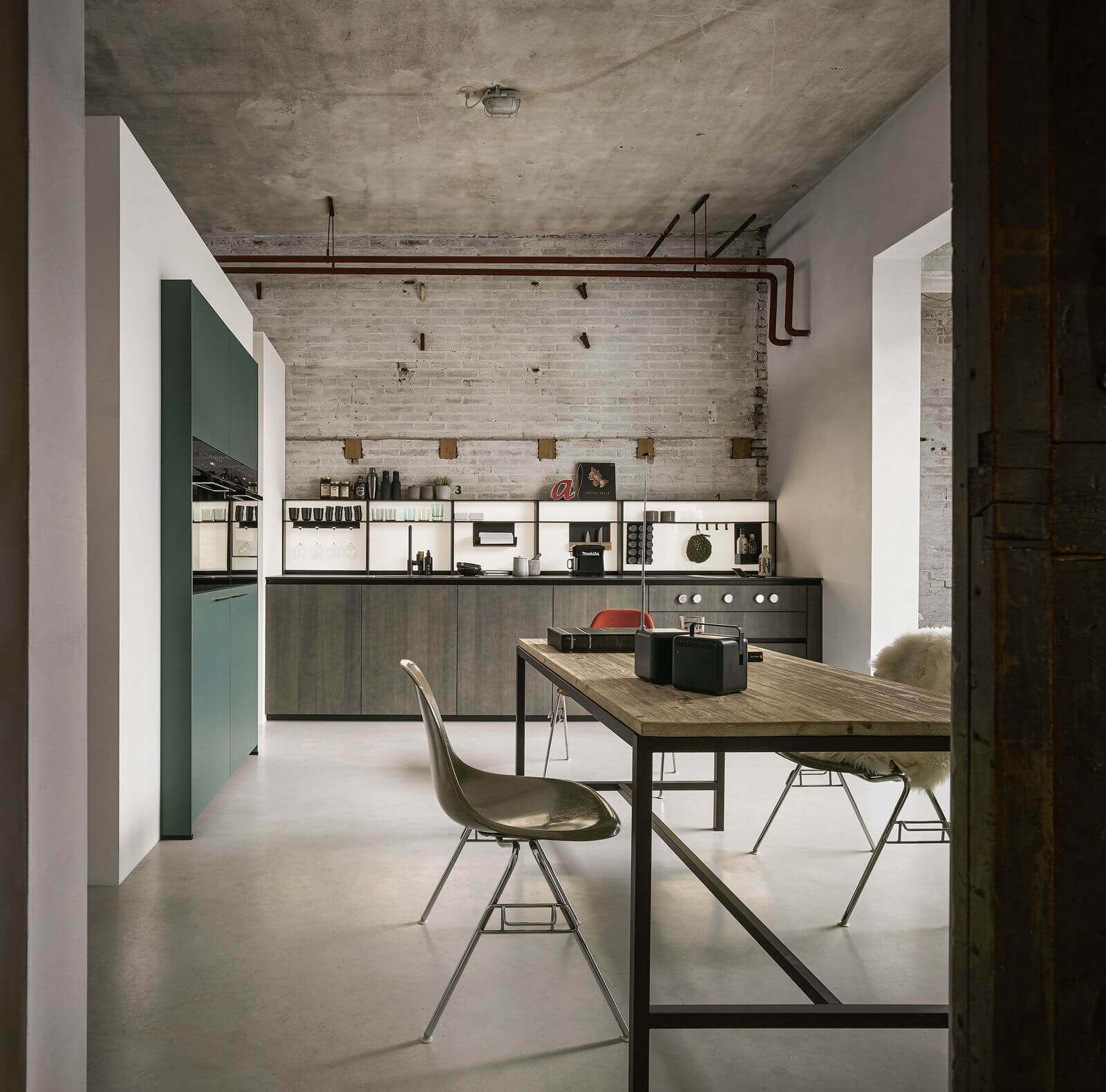 Next125 Küchenzeile Moderner Stil Kobaltgrün