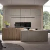 Bauformat Designküche mit Insel Beige
