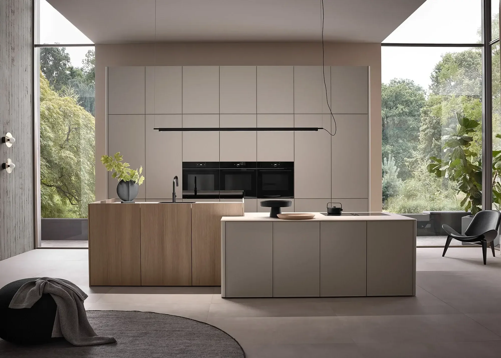 Bauformat Designküche mit Insel Beige