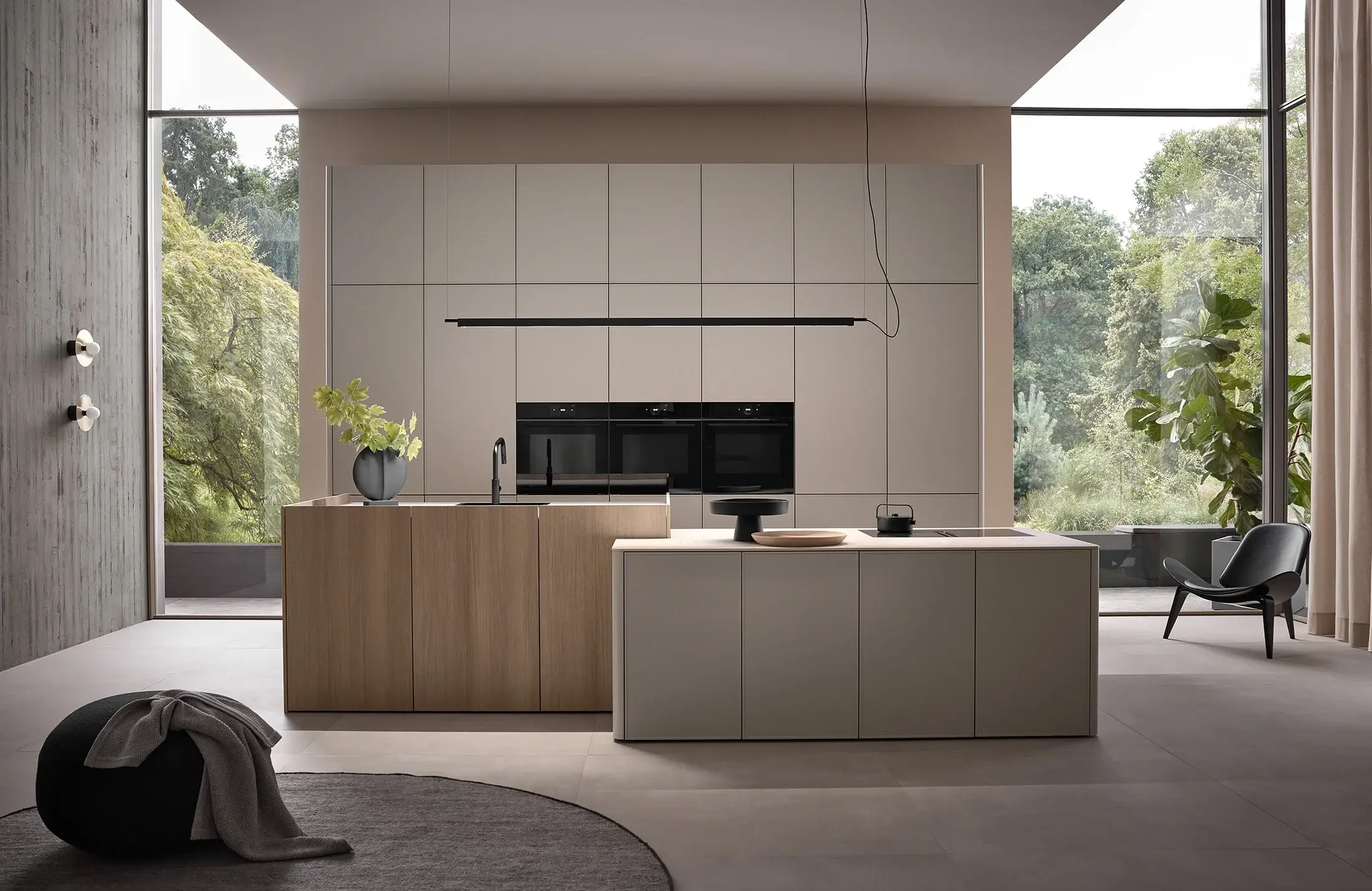Bauformat Designküche mit Insel Beige